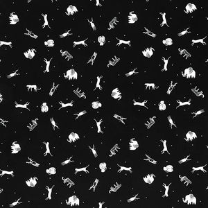 ABC Menagerie - Tossed Animals Black Yardage