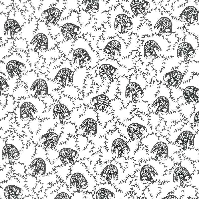 ABC Menagerie - Sloths White Yardage