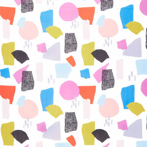 Abstract Collage - Free Hand Geometric Shapes Bright Yardage