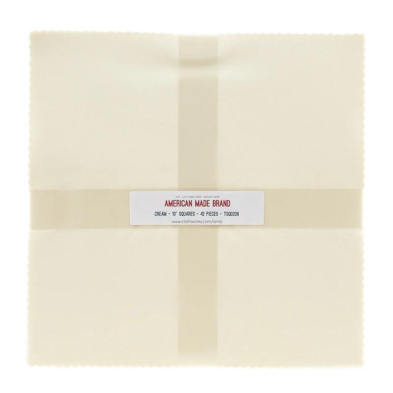 American Made Brand Cotton Solids Cream 10" Squares