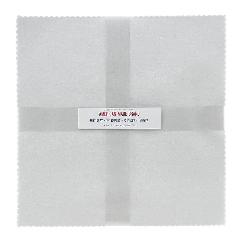 American Made Brand Cotton Solids Misty Gray 10" Squares