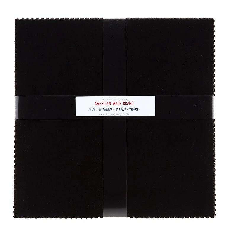 American Made Brand Cotton Solids Black 10" Squares