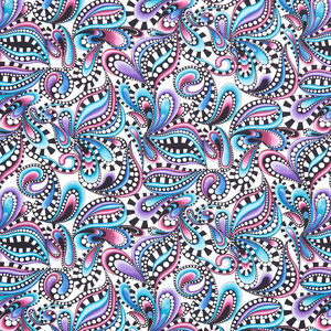 Xanadu - Paisley Rhythm Multi White Yardage