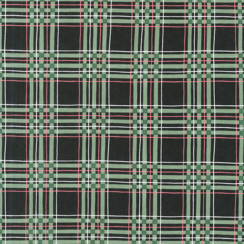 Woodland Winter - Woodland Plaid Charcoal Black Yardage
