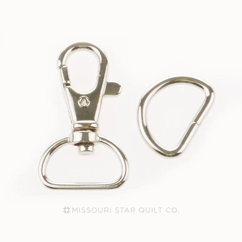 D Ring and Swivel Clip Nickel 1ct - 3/4"