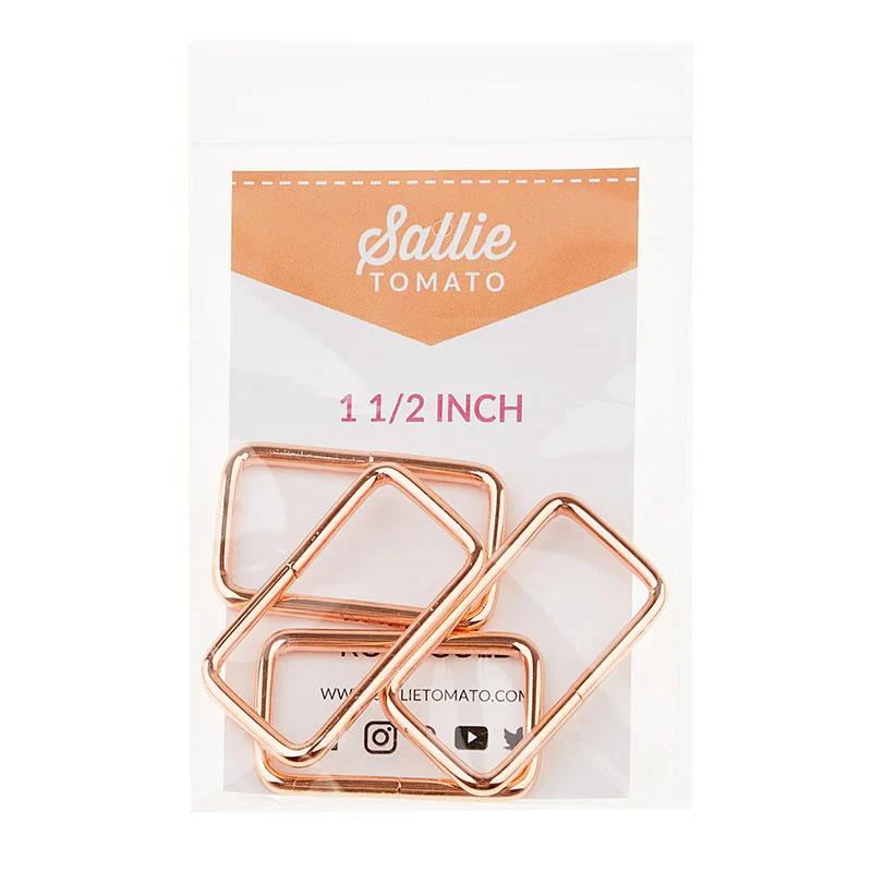 Sallie Tomato 1 1/2" Rectangle Rings - Set of Four Rose Gold