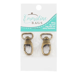 Emmaline 1/2" Designer Profile Swivel Snap Hooks - Set of Two Antique Brass