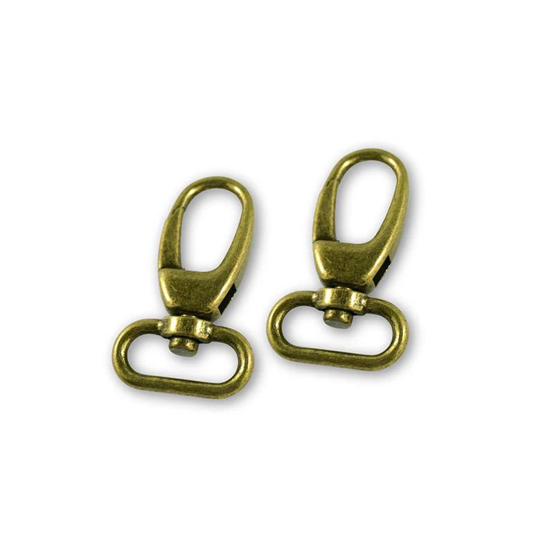 Emmaline 1" Designer Profile Swivel Snap Hooks - Set of Two Antique Brass