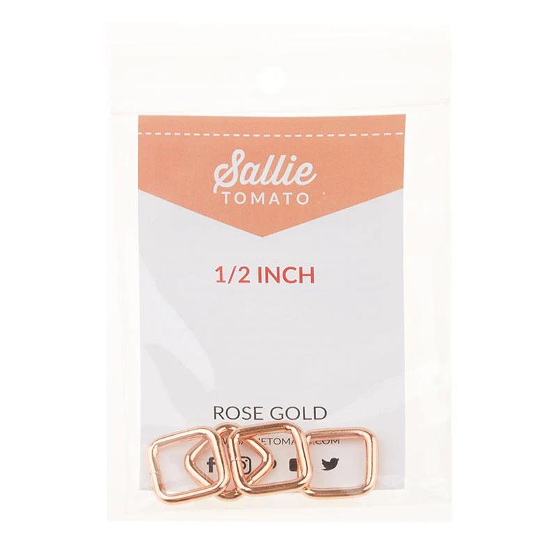 Sallie Tomato 1/2" Rectangle Rings - Set of Four Rose Gold