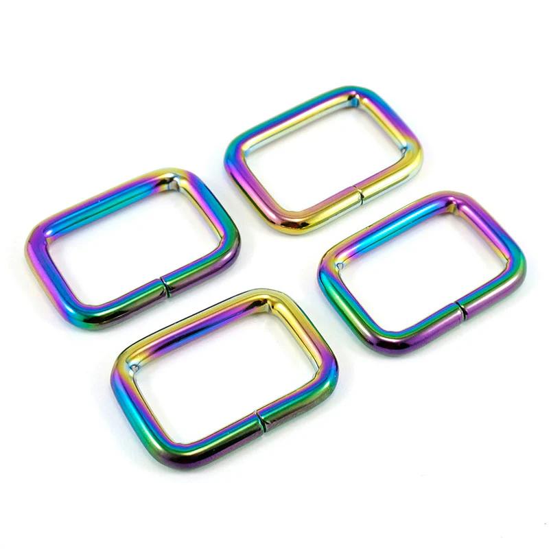 Emmaline 1" Rectangular Rings - Set of Four Rainbow
