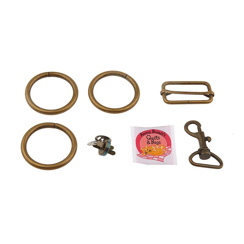 Around the Block Bag Hardware Kit - Brass