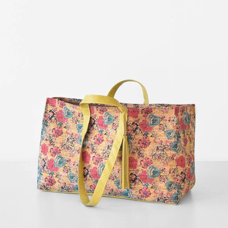 Poppins Tote Kit - Spring Bouquet Cork with Mustard Legacy Faux Leather
