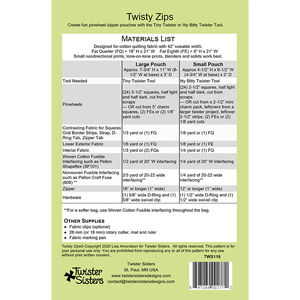 Twisty Zips Pattern