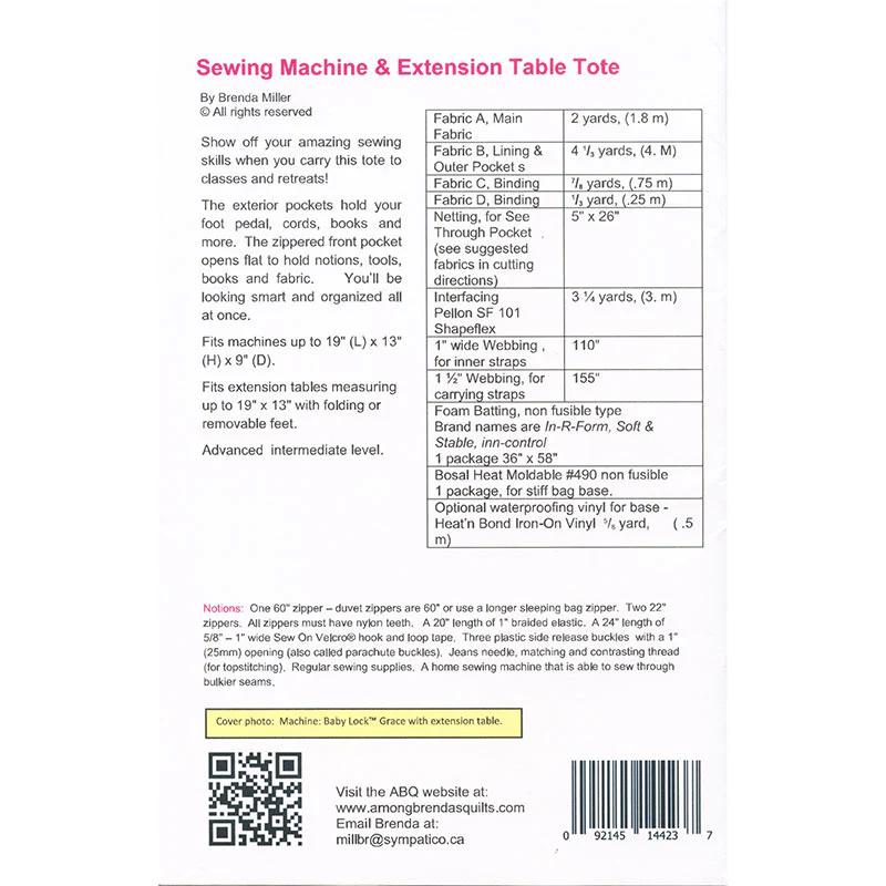 Sewing Machine & Extension Table Tote Pattern