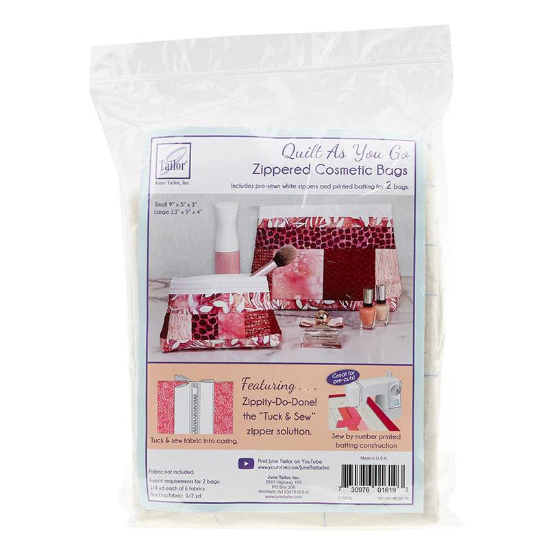 Zippity-Do-Done™ Quilt As You Go Cosmetic Bags Kit - White Zipper