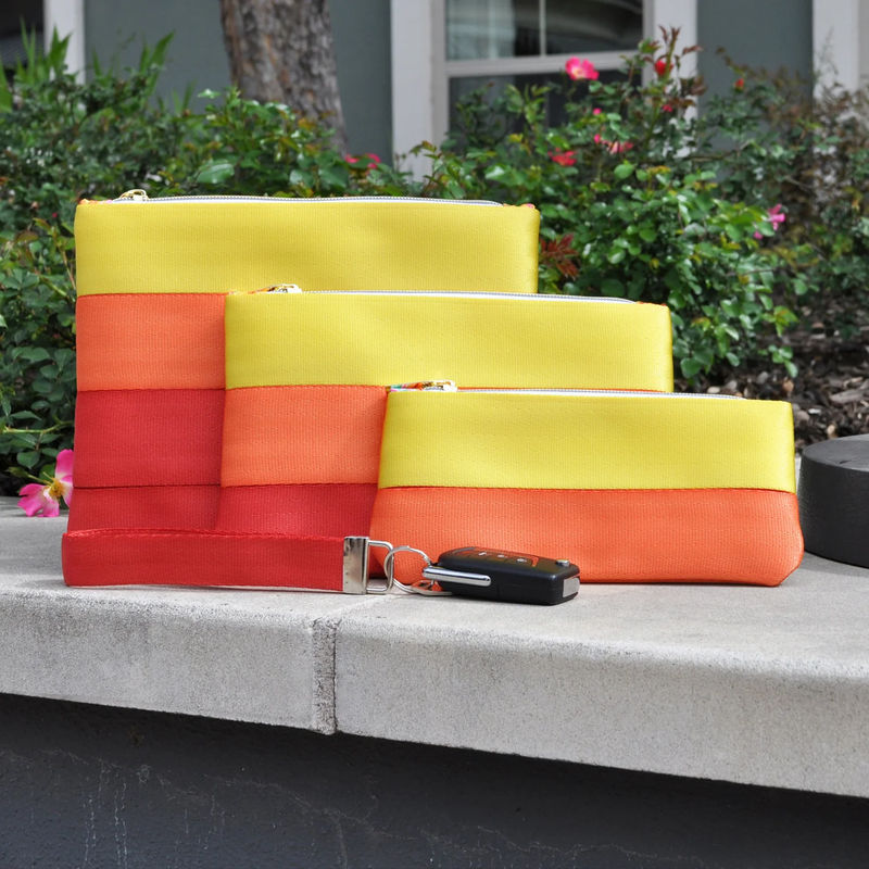 Pouch Trio & Wristlet Seat Belt Kit - Red/Orange/Yellow
