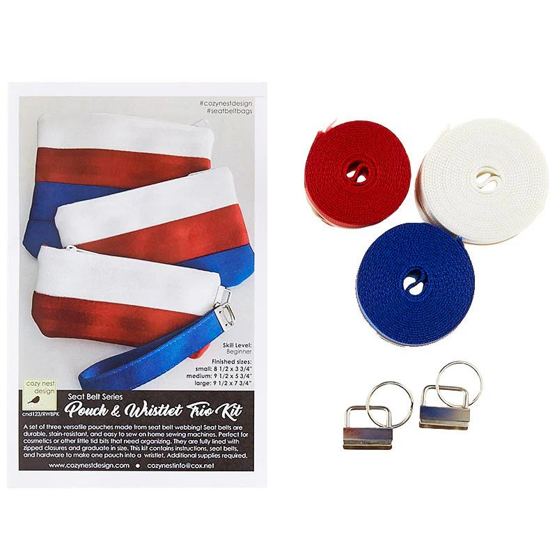 Pouch Trio & Wristlet Seat Belt Kit - Red/White/Blue