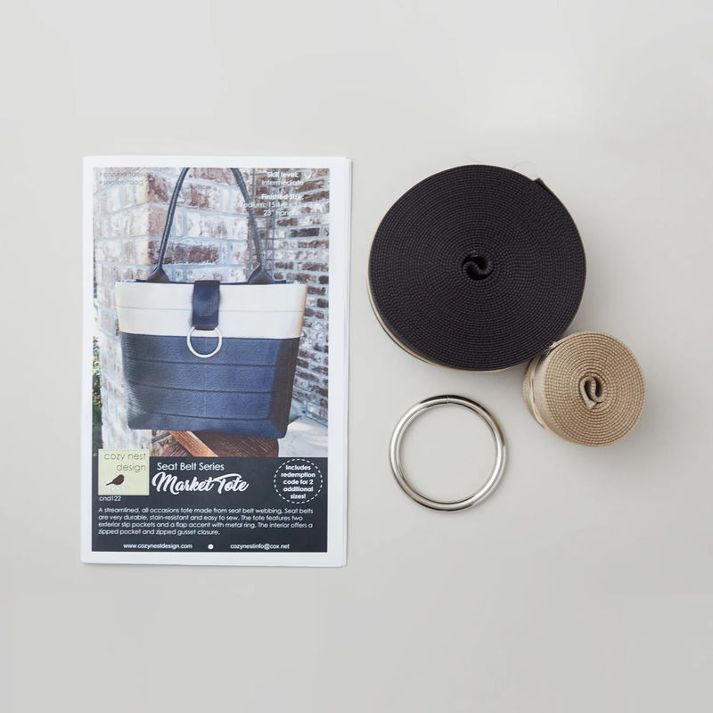 Market Tote Seat Belt Kit - Medium Twill Taupe & Grey