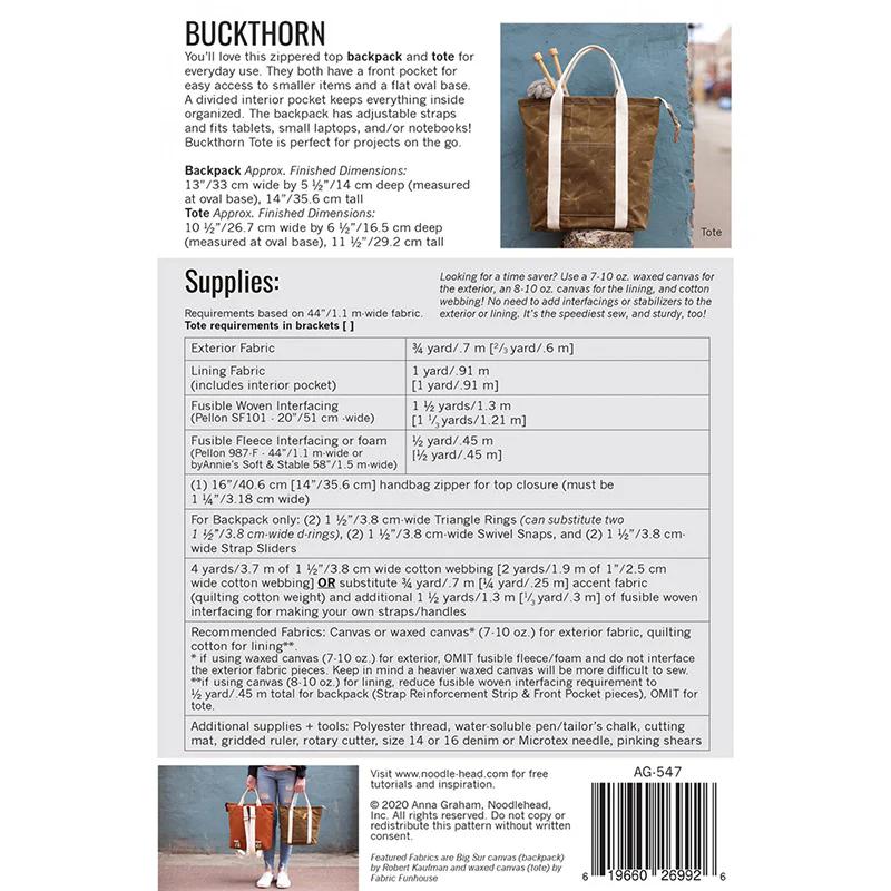 Buckthorn Backpack & Tote Pattern