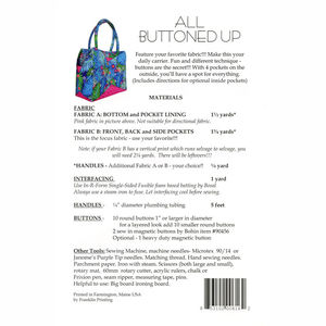 All Buttoned Up with Handles Pattern with Handle Tubing