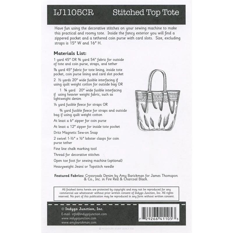 Crossroads Stitch Top Tote Pattern