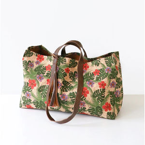 Poppins Tote Kit - Luau Cork with Brown Weave Faux Leather