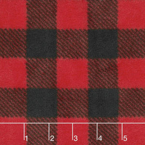 Winterfleece Prints Plaids and Checks - Buffalo Plaid B/Red Fleece Yardage