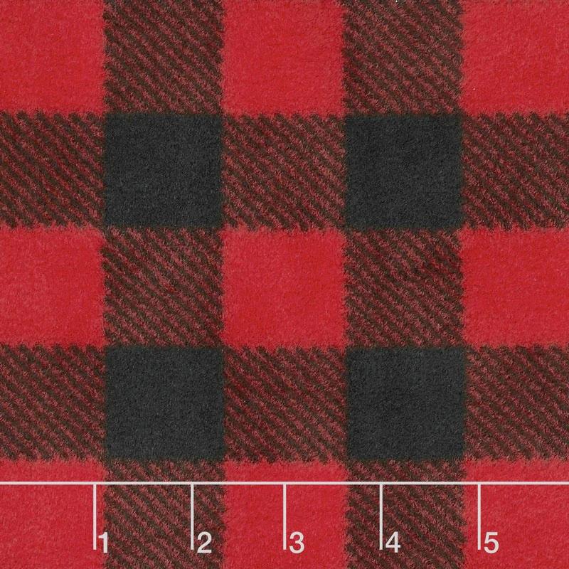 Winterfleece Prints Plaids and Checks - Buffalo Plaid B/Red Fleece Yardage