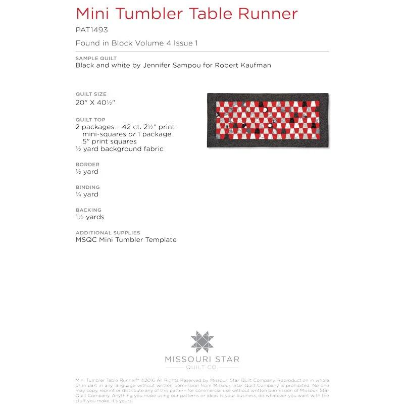 Mini Tumbler Runner Quilt Pattern by Missouri Star