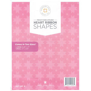 Missouri Star Breast Cancer Heart Ribbon Precut Fused Appliqué Shapes Pack - Set of 2