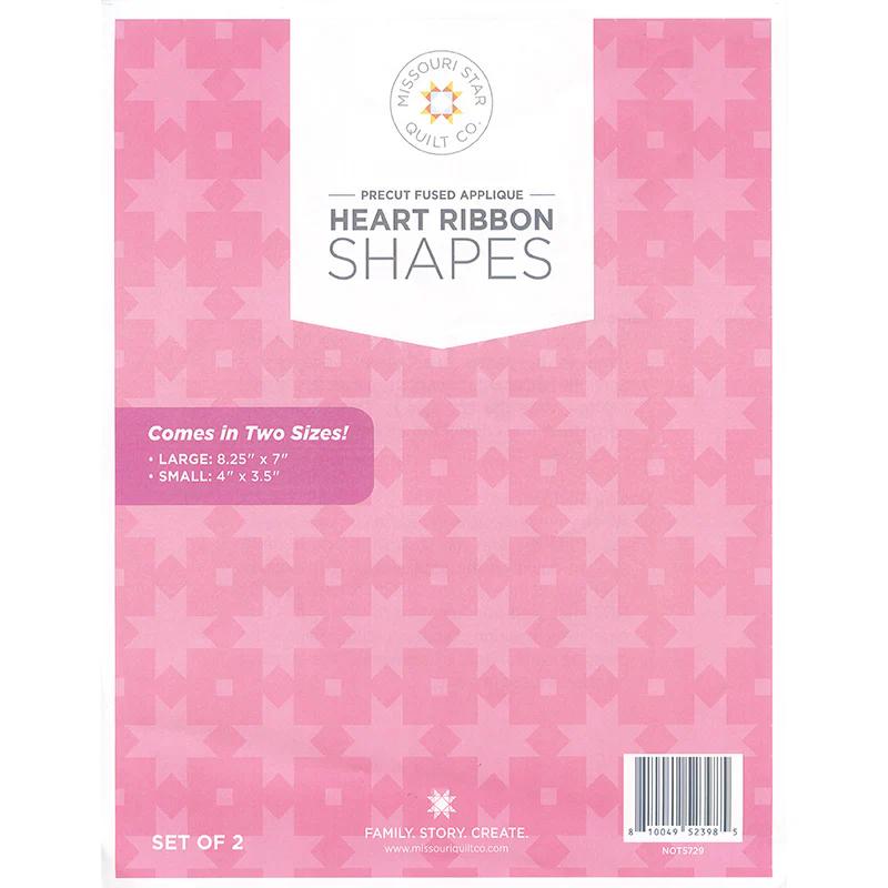 Missouri Star Breast Cancer Heart Ribbon Precut Fused Appliqué Shapes Pack - Set of 2