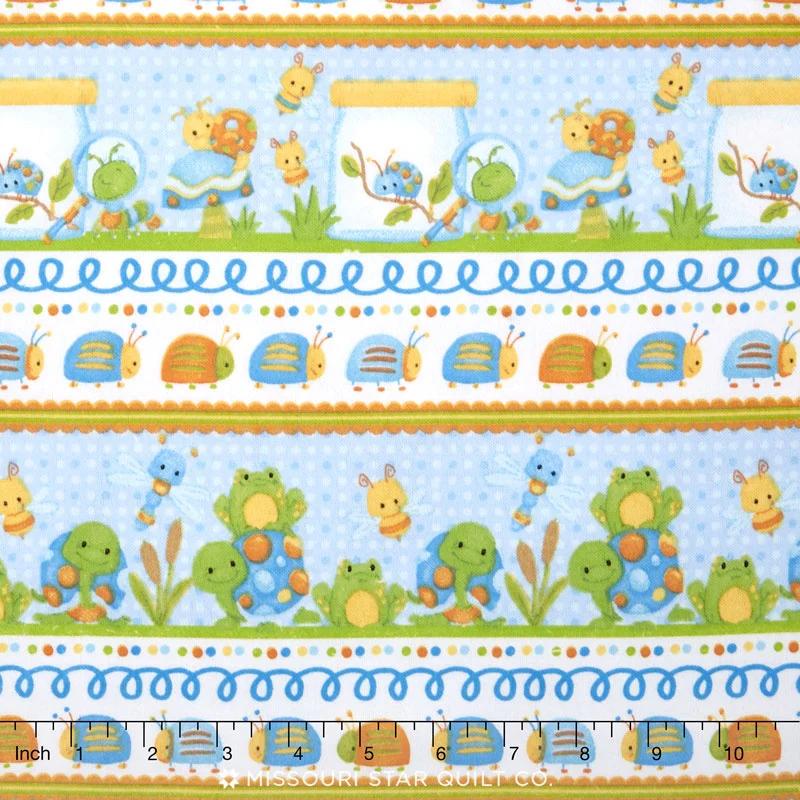 Cuddle Bugs - Novelty Stripe Blue Flannel Yardage