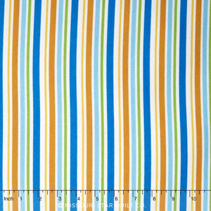 Cuddle Bugs - Stripe Blue Multi Flannel Yardage