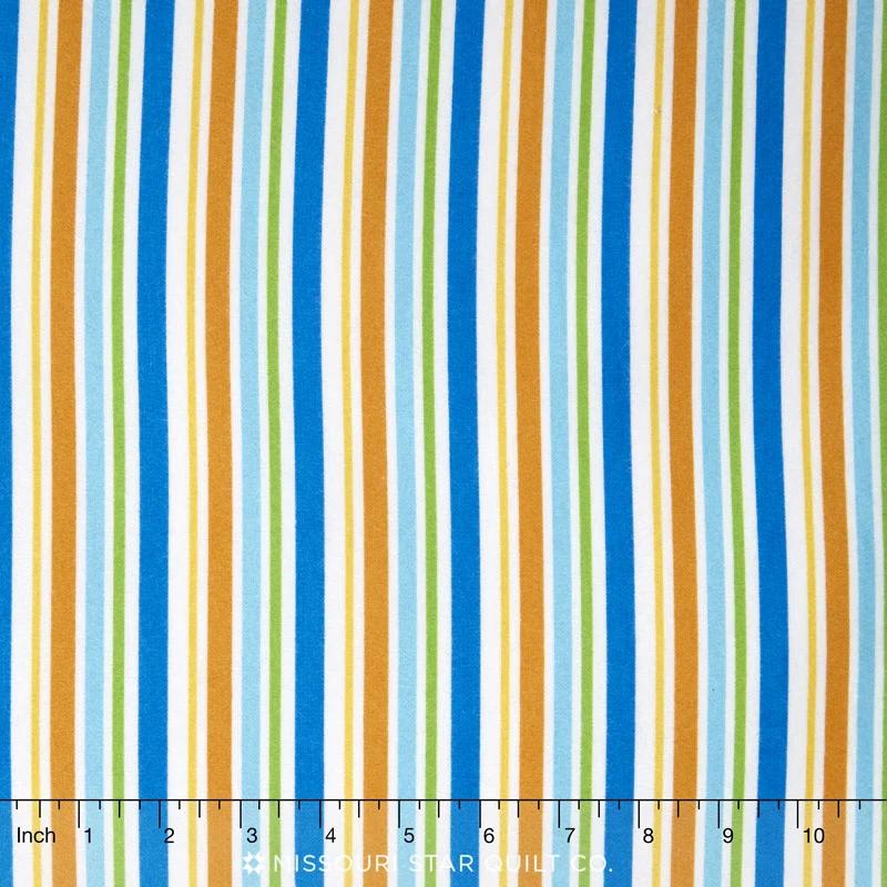 Cuddle Bugs - Stripe Blue Multi Flannel Yardage