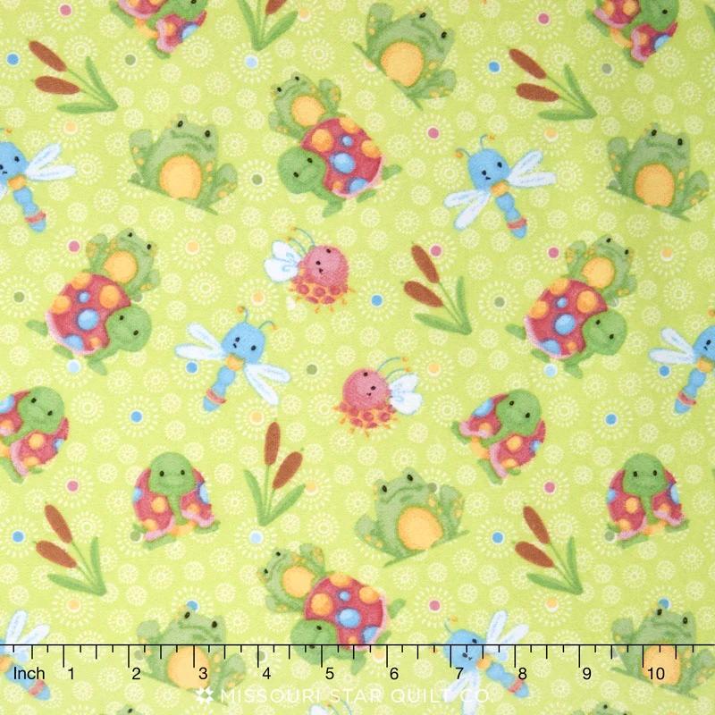 Cuddle Bugs - Frogs/Turtles Green Flannel Yardage