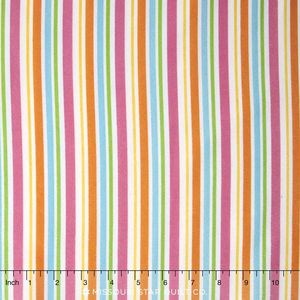 Cuddle Bugs - Stripe Pink Multi Flannel Yardage
