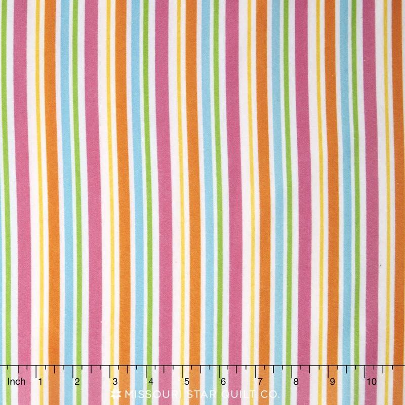 Cuddle Bugs - Stripe Pink Multi Flannel Yardage