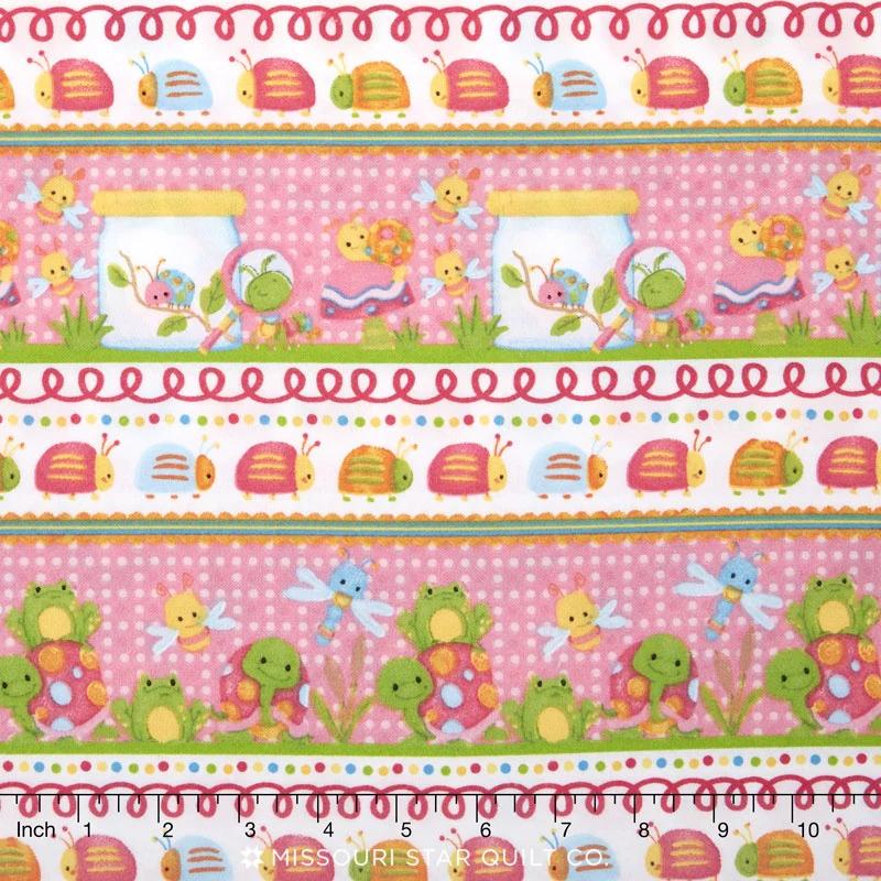 Cuddle Bugs - Novelty Stripe Pink Flannel Yardage