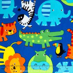 Cuddle Flannel - Jungle Animals Yardage