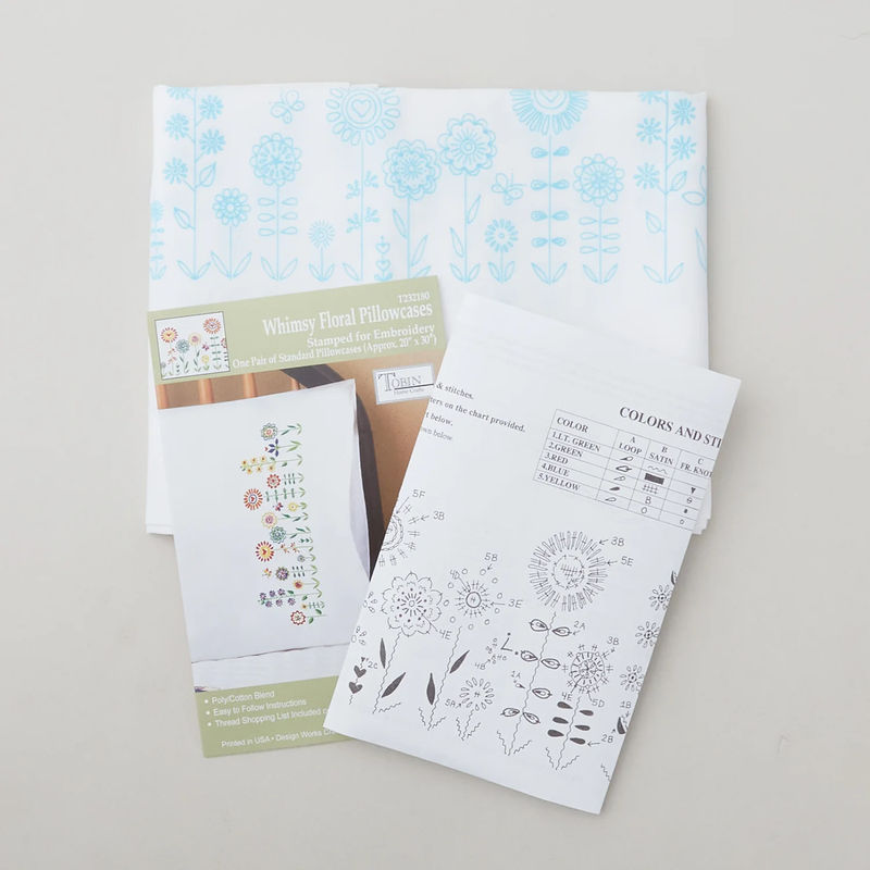 Whimsey Floral Embroidery Pillowcase Set