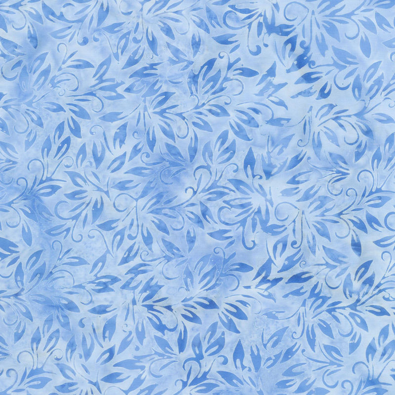 Porcelain Blue Batiks - Small Leaf Blue Chambray Yardage