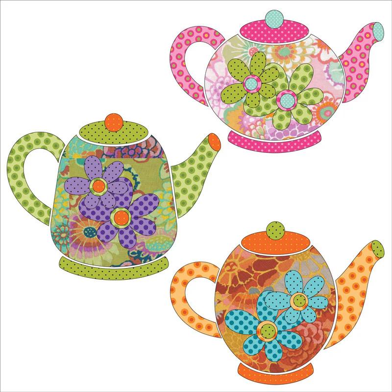 Tea Party Tea Pots Fusible Appliqué Shapes