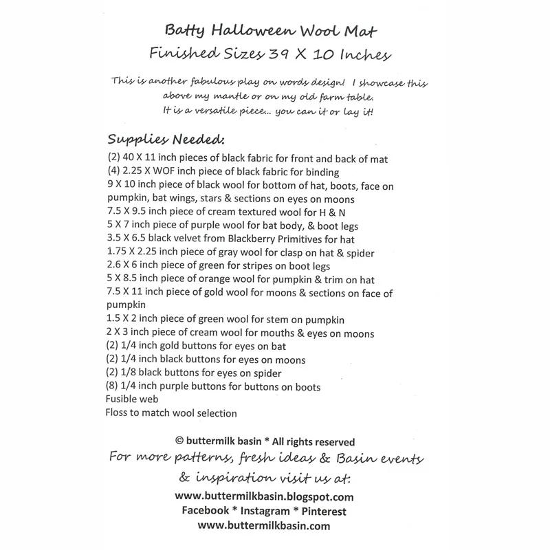 Batty Halloween Mat Pattern