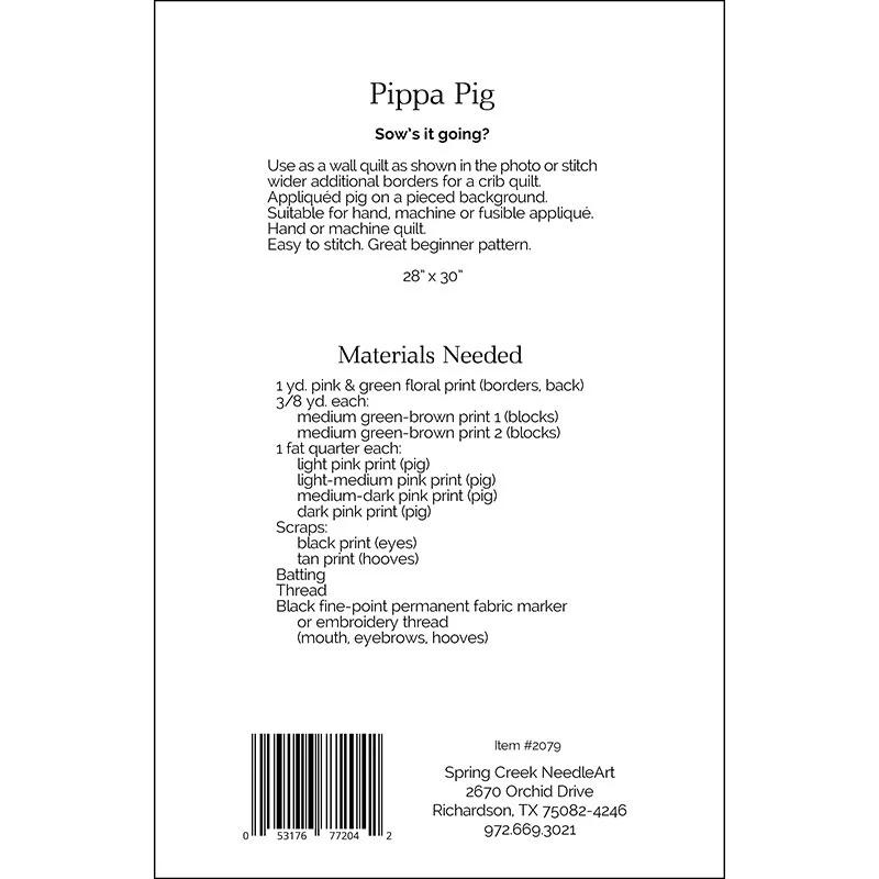 Pippa Pig Quilt Pattern