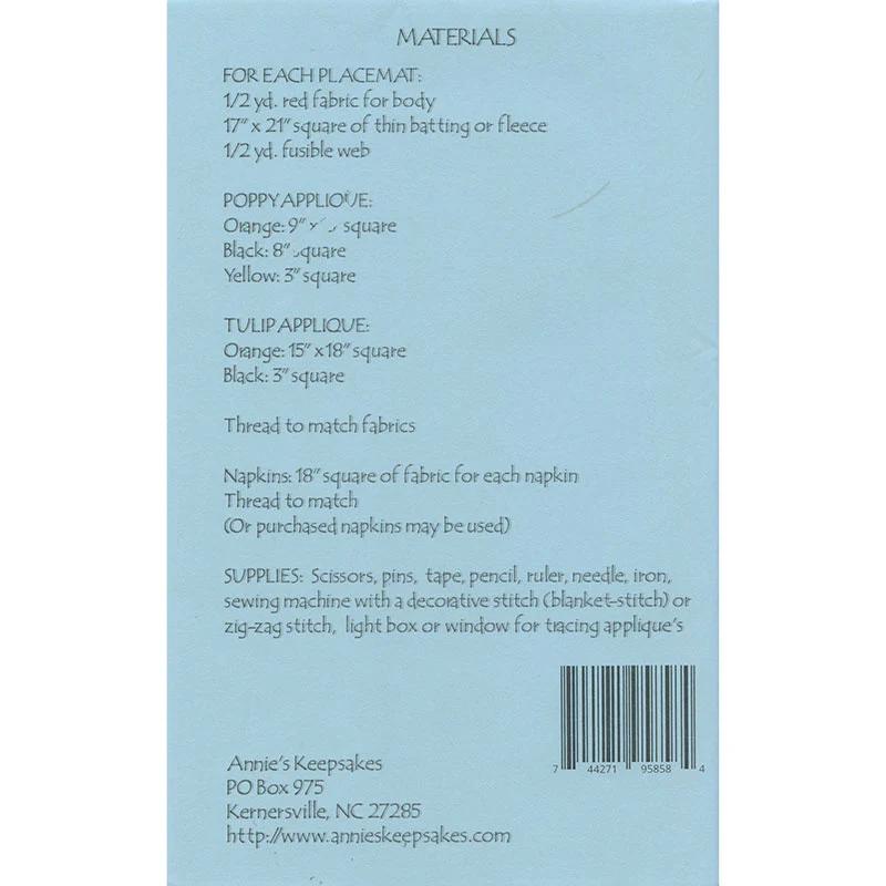 Poppies & Posies Placemats Pattern