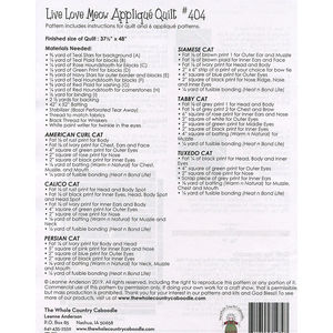 Live Love Meow Appliqué Quilt Pattern