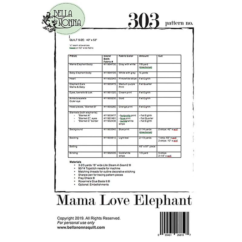Mama Love Elephant Pattern