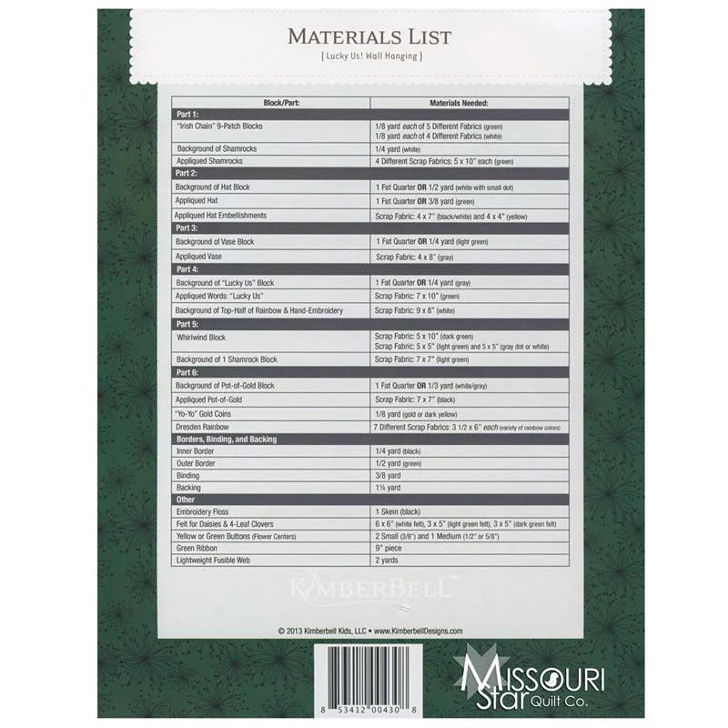 Lucky Us! Wall Hanging Pattern