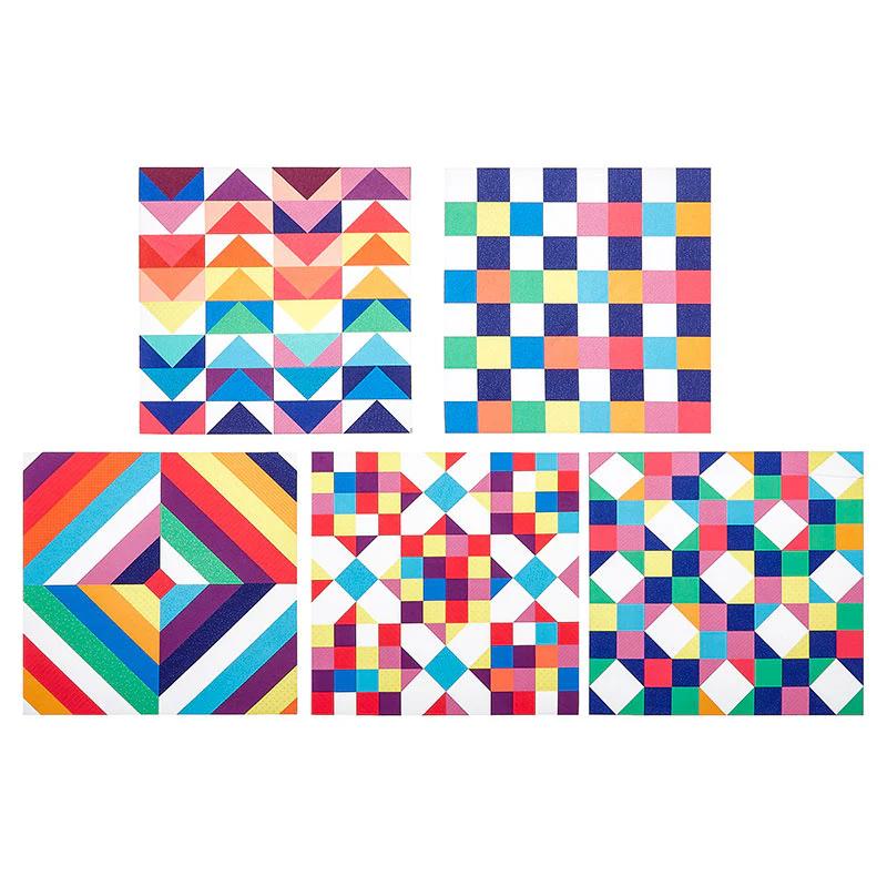 Missouri Star Iron-on Patchwork Quilt Blocks - 10" x 10" Bright 5pk