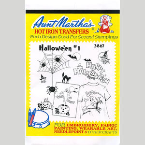 Aunt Martha's Halloween Iron-On Embroidery Pattern